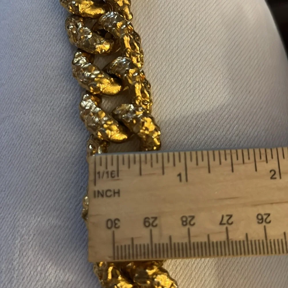 Vintage KJL Kenneth Jay Lane Chunky Gold Nugget Link Luxe Bracelet-RARE - Picture 10 of 11